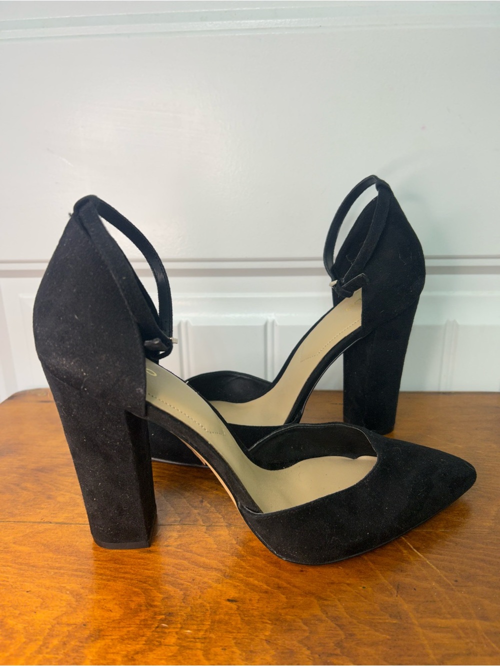 Aldo Black Ankle-Strap Block Heel Pumps size 11